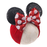JIAHANG baby girl mouse ears headwrap with sequin bow for adorable photos