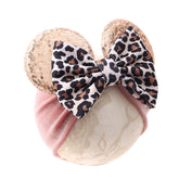JIAHANG baby leopard bows turban in pink leopard, ideal for photos and daily wear.
