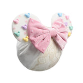 JIAHANG baby velvet mouse ears headwrap with beaded bow for adorable photos