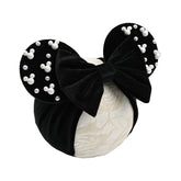 JIAHANG black velvet mouse ears headwrap with beads for newborn photography prop