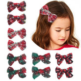 JIAHANG Christmas hair bow pairs in red and green for festive outfits