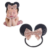 JIAHANG mouse ears sequin bow headband close-up for adorable photo props