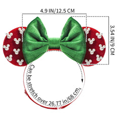 JIAHANG mouse ears with pearls on red velvet, charming for holiday outfits.