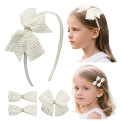 JIAHANG pearl-beaded headband on white headband adds elegant shine for daily wear.