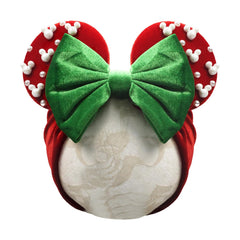 JIAHANG velvet headwrap for babies featuring green bow and pearl beads