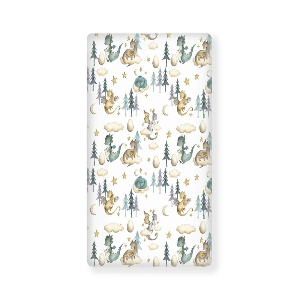 JIANADAER watercolor dragon crib sheet close-up shows soft fabric for baby comfort.