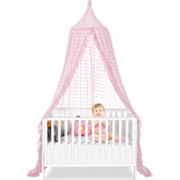 Jiangcha pink-dome canopy enhances princess-room decor.