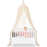 jiangcha bed canopy princess dome beige enhances a dreamy princess bedroom ambiance.