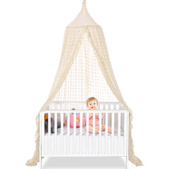 jiangcha bed canopy princess dome beige enhances a dreamy princess bedroom ambiance.