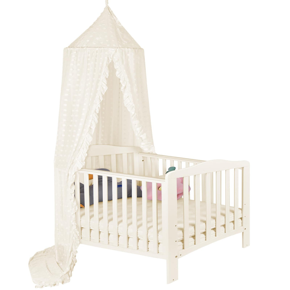 Jiangcha princess bed canopy dome arc enhances fairy tale bedroom ambiance.