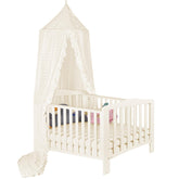 Jiangcha princess bed canopy dome arc enhances fairy tale bedroom ambiance.
