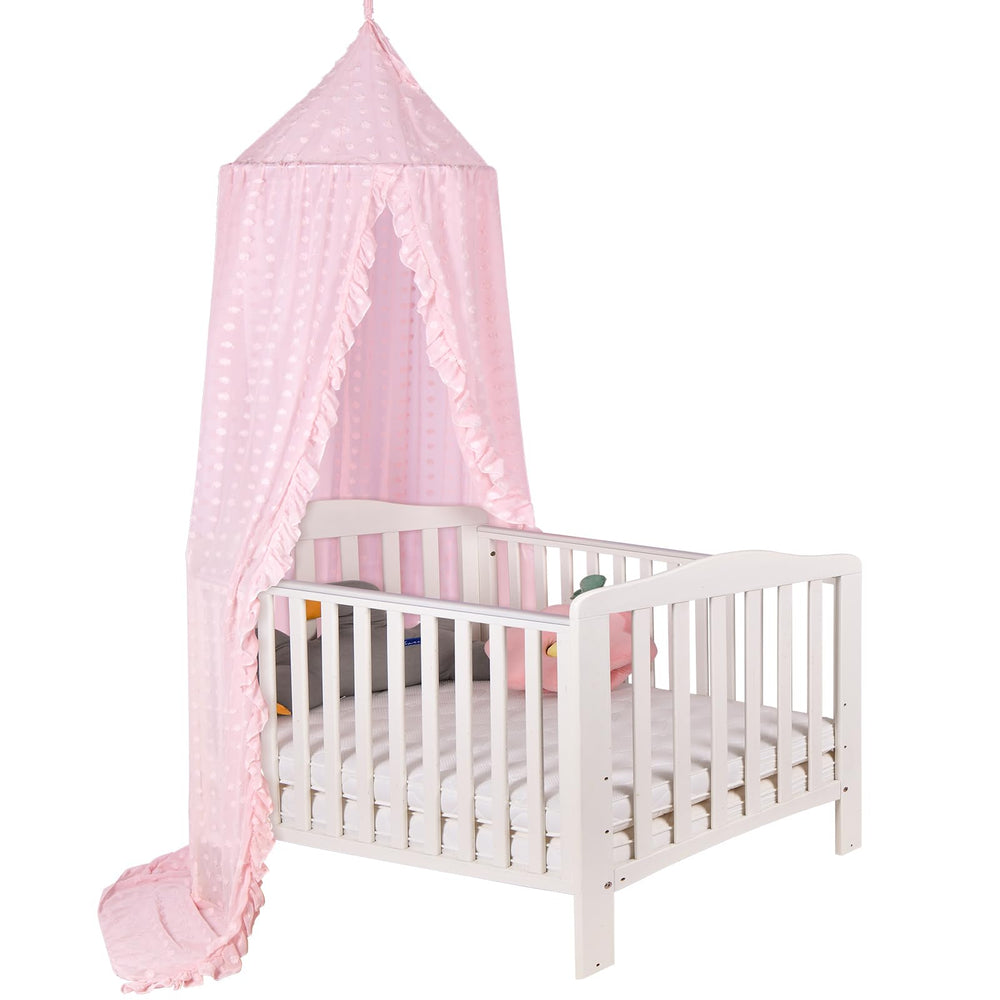 Jiangcha princess bed canopy pink dome over crib for a dreamy room.