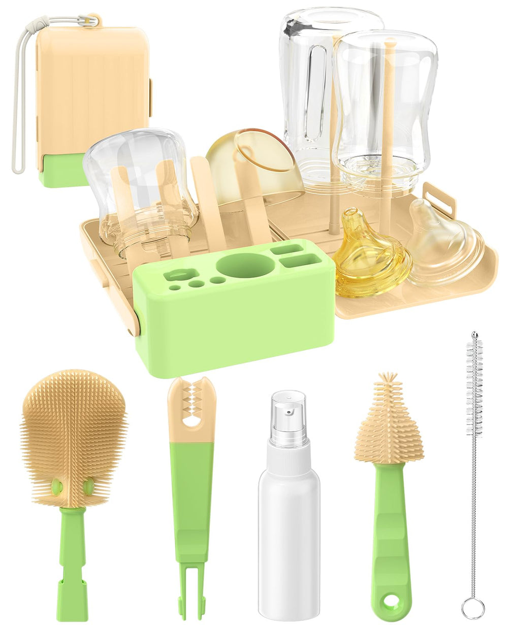 JICNUSK 7-in-1 bottle brush set packaging for travel and home use.