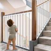 JIFTOK baby gate stairs net shows clear mesh for safe stair use