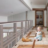 JIFTOK baby gate stair netting white provides clear visibility for safe stairs
