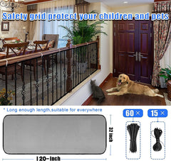 JIFTOK banister guard mesh net on railing for pets and kids visibility