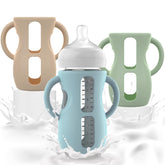 Jifvrnk Philips Avent glass bottle sleeve with handles for easier grip during feeds.