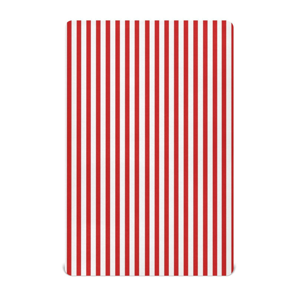 Jihqo red white stripes crib sheet close-up shows snug fit and breathable comfort.