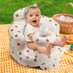 Jikasho inflatable baby seat footrest ergonomic design promoting stable, comfortable upright posture
