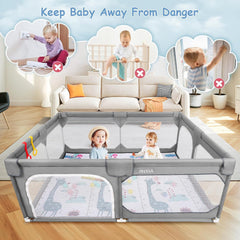 JINXIA 360-degree mesh view helps parents monitor baby while exploring safely.