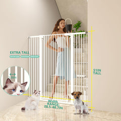 Jiprlak 51inch cat gate side view highlights encrypted finish and durable profile.