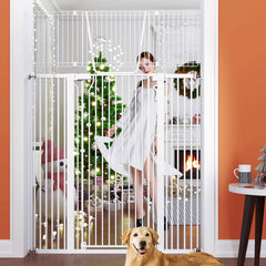 Jiprlak 71inch extra tall cat gate with encrypted finish for doorway safety.