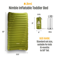 Jirni Premium Toddler Travel Bed packs compactly for carry-on or backpack.