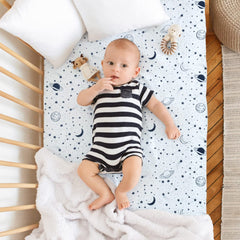 JISEN baby crib sheet deep pocket design closeup keeps mattress covered
