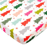 JISEN Christmas crib sheet close-up shows soft fabric for baby's delicate skin.