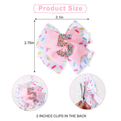 Jissoo hair clip pink bow with sequins adds sparkle to everyday outfits