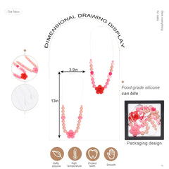Jissoo pink rose necklace aids baby's attention during nursing