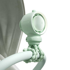 JISULIFE stroller fan bladeless design close-up showing safe baby cooling