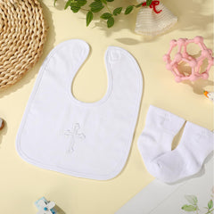Jiuguva baby wearing baptism bib for christening moment captured