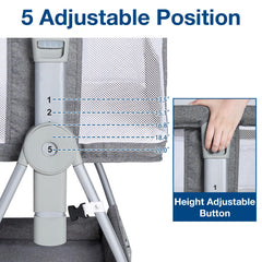 Jixrolyn adjustable-height bassinet supports varied beds and room layouts.