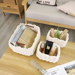 JJSQYLAN small white cotton rope basket for compact toy storage