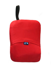 J.L. Childress gate check bag in bright red for quick spotting.