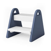 JPMKPD Fresh-Blue toddler step stool front view with sturdy wood and handles