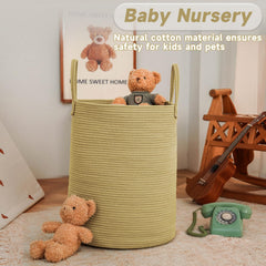 JMvicyroam cotton rope hamper demonstrates nursery storage with natural, plastic-free appeal
