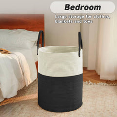 JMvicyroam large woven laundry basket 80L folded for compact storage between uses