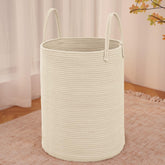 JMvicyroam large woven laundry basket beige with sturdy storage for blankets and clothes