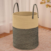 JMvicyroam large woven laundry basket front view ideal for blankets and clothes.