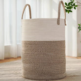JMvicyroam large woven laundry basket front view for stylish storage of blankets and clothes