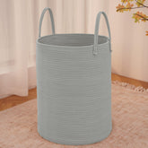 JMvicyroam large woven laundry basket gray front view for stylish laundry storage