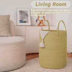 JMvicyroam laundry basket closeup shows soft, sturdy handles for safe daily use