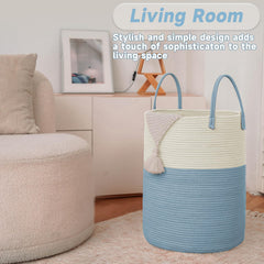 JMvicyroam multipurpose basket in a living room for toys and essentials.