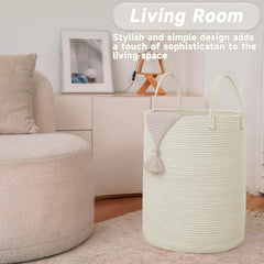 JMvicyroam nursery storage hamper in living room for tidy toys and blankets.