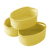 JMvicyroam woven basket set in yellow on shelf for organization