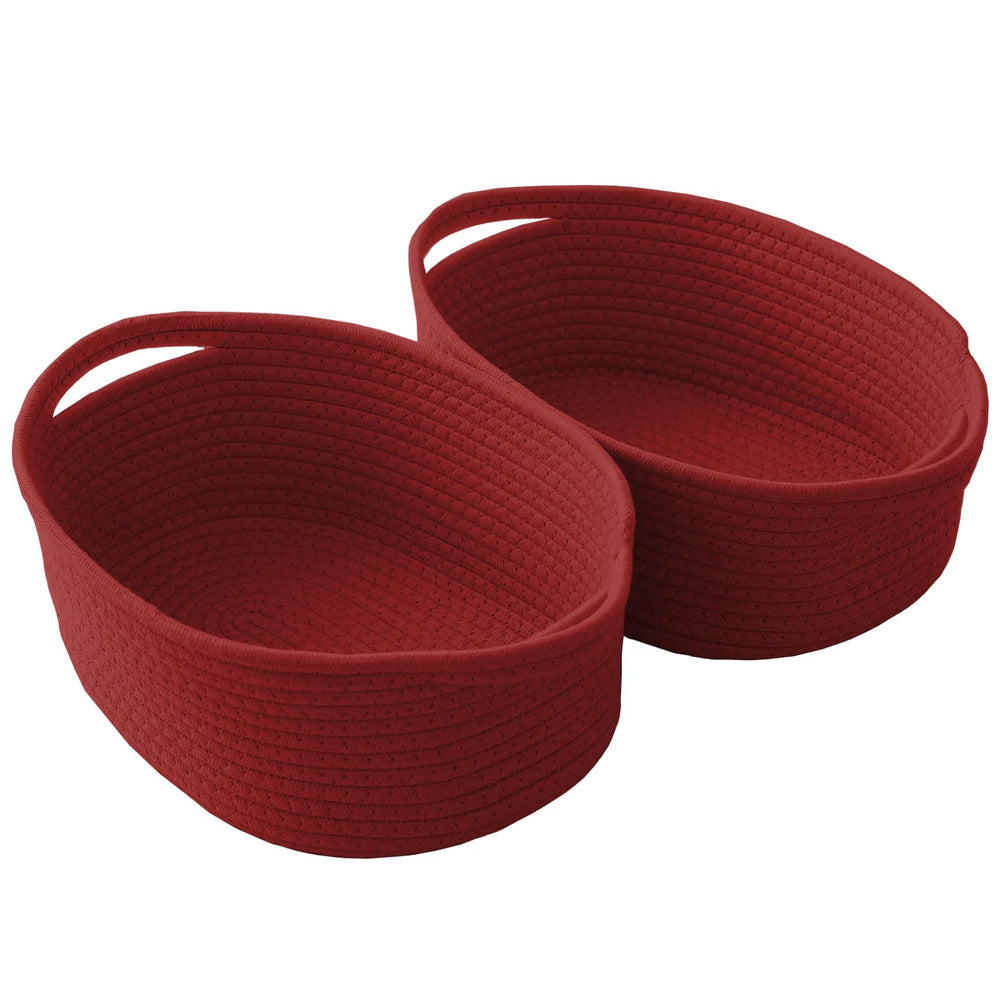 JMvicyroam red 2-pack woven basket on shelf for tidy storage