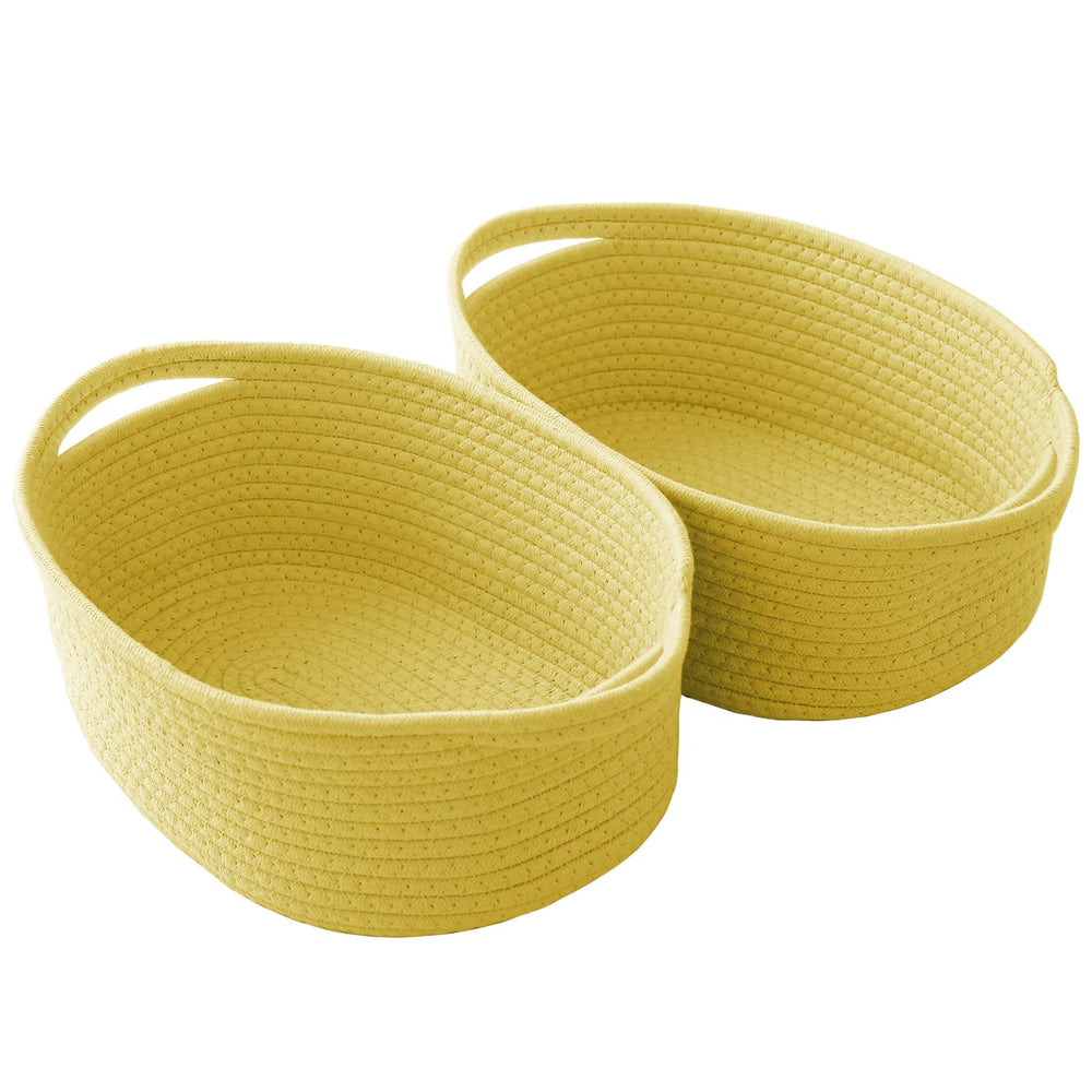JMvicyroam woven basket yellow two-pack front view for tidy shelf organization