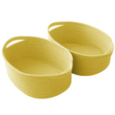 JMvicyroam woven basket yellow two-pack front view for tidy shelf organization